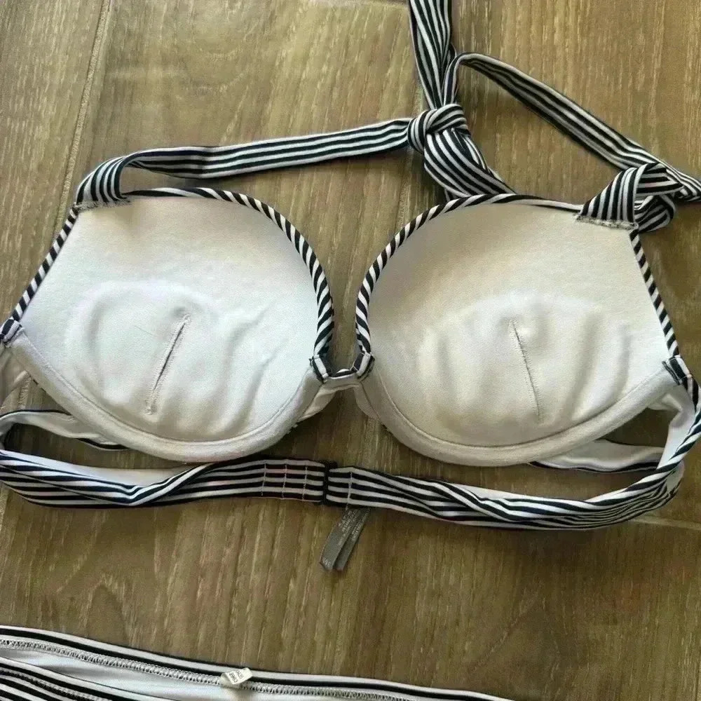 Aerie navy and white striped halter bikini - Picture 3 of 6